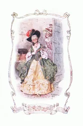 Lady Blarney und Miss Carolina Wilhelmina und Amelia Skeggs, aus The Vicar of Wakefield veröffentlicht von J M Dent & Son Ltd, 1920er Jahre